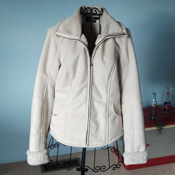 Harley-Davidson Jackets & Blazers - Harley Davidson faux suede and fur coat off-white tan GUC